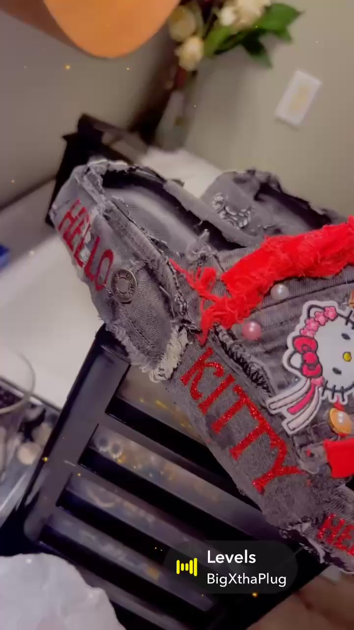 customized blue jean slides